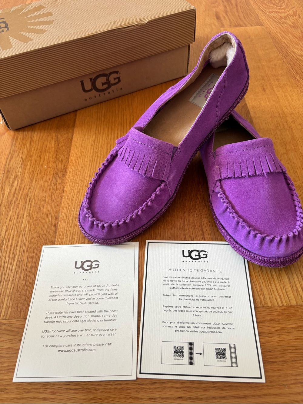 Brand New -UGG Women's Purple Suede Moccasin Loafers- Size 6